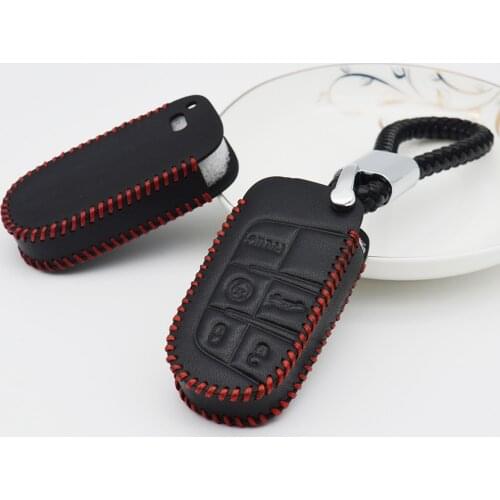 Genuine Leather Key Case Cover Woven Keychain For Jeep Renegade Wrangler Grand Cherokee Liberty Compass 2018 Patriot Accessories