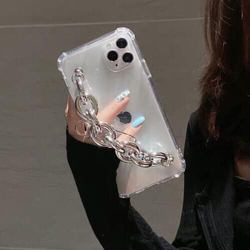 Wrist Chain Case for iPhone 11 Pro Max 7 8 Plus XR XS Max Shockproof Transparent Cases Bracelet Chain Hanging Case for iPhone 12
