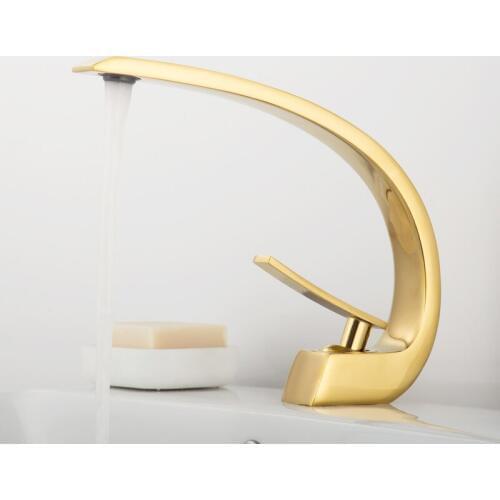 Black Bronze Curved Basin Faucet Washbasin Crane Chrome Single Handle Cold Hot Waterfull Mixer sink Tap Bathroom