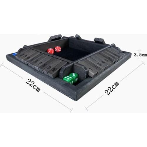 Wood 4 Sided 1-10 Numbers Shut the Box Dice Game Party 4 Players Gaming Fun