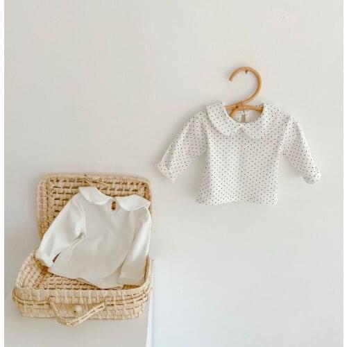 Koodykids Baby Girls Trousers Pants Long Sleeve Shirts Toddlers Girls Autumn Polka Dot Shirts Baby Tops Soft Solid Pants Spring