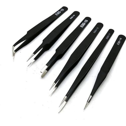 ESD Anti-Static Stainless Steel Tweezer Set Maintenance Repair Tool Kit Anti Static Model Making Tool Hand Tool 1pc