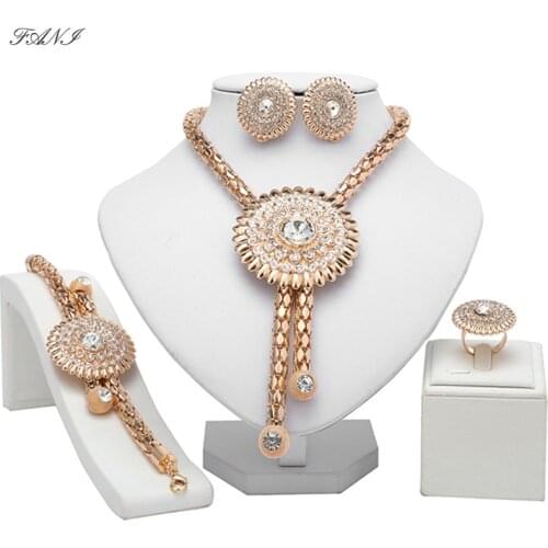 Fani 2019 Dubai gold colorful Jewelry Sets Brand Nigerian wedding women accessories jewelry set Wholesale statement jewelry set