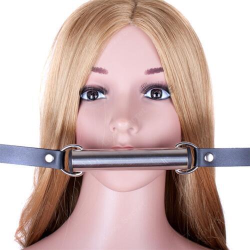 Stainless Steel Solid Gag Bondage Restraints Slave Leather Mouth Yoke Oral Fixation Flirting Adult Game BDSM Fetish Sex Products