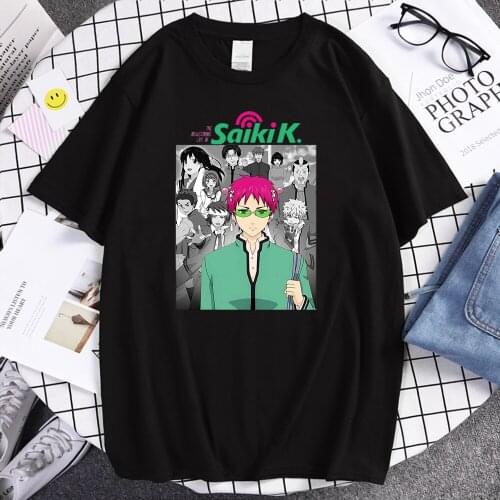 Anime Saiki Kusuo Harajuku Printing Mans T-Shirt Leisure Comfortable T-Shirt Oversized S-XXXL Clothing Soft Loose Tshirts Men
