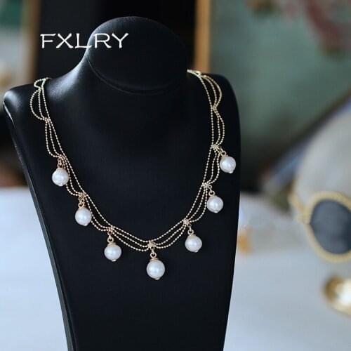FXLRY Original Handmade Natural Pearl Autumn And Winter Sweater Chain Short Necklace For Women Jewelry