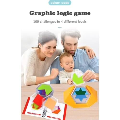 Logic game Board game 100 Challenge Color Code Puzzle Games Tangram Puzzle Toys for Children Develop Spatial Reasoning Skills
