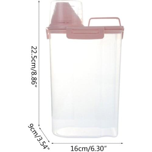 D0LD Pet Food Storage Container Airtight Small Dog Food Dispenser with Measuring Cup 4 Seal Buckles for Cat Food Birds Seed
