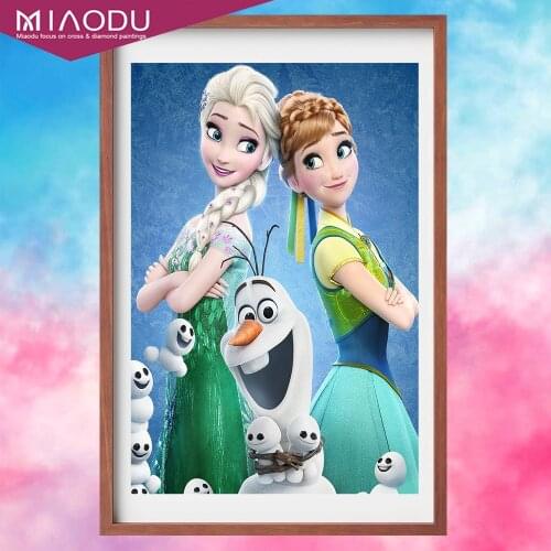 Disney Round 5D Diamond Painting Frozen Cartoon Ice Sisters Princess Anna and Elsa Olaf Hobby Art DIY Mosaic Home Decor