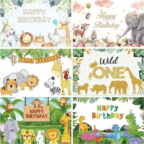 Laeacco Tropical Jungle Forest Safari Party Newborn Baby Birthday Party Photography Backdrop Personalized Photography Background