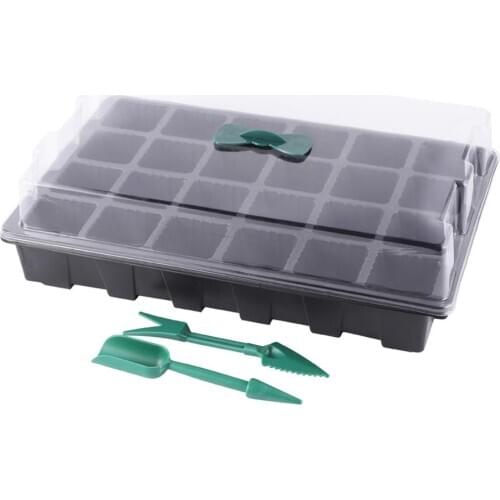 24 Cells Nursery Germination Cultivation Tray With Shovel Tool Garden Flower Vegetables Seedling Mini Breathable Greenhouse Box