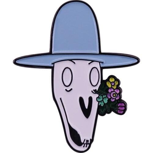 Cute alternative Skull Hard Enamel Pin with rose goth pin for pretty love