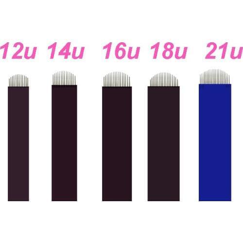 New Microblading Needles 0.18mm U 18 Blue Lamina Tebori 18 Pin Permanent Makeup Tattoo Blade Eyebrow Manual Pen 3d Embroidery