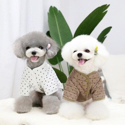 Dog Clothes Winter Black Dot Print Pet Coat for Puppy Warm Hoodie Apparel Chihuahua Yorkshire Clothing For Small Medium Dogs