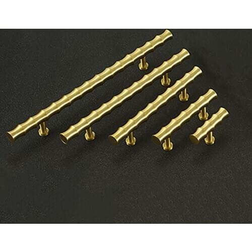 Solid Brass Cabinet Handles Kitchen Knobs Bamboo Drawer Knob Wardrobe Handle Chinese Style Furniture Handle Accessory
