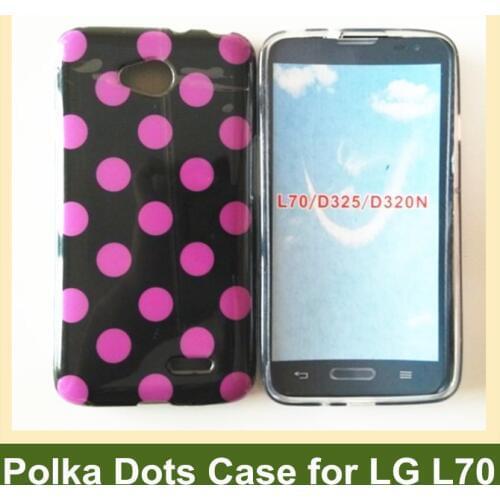 OEEKOI Polka Dots Soft TPU Gel Cover Case for LG L70 Free Shipping