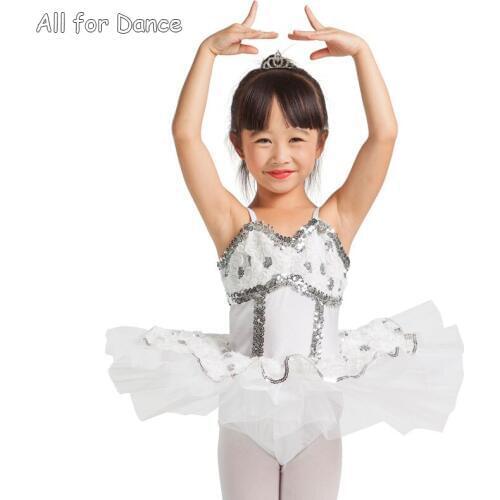 Wholesale Price White Lace Sequin Bodice Child Ballet Tutu Ballerina Stage Performance Dance Wear