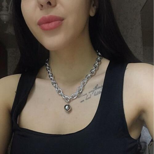 Trend Hip hop Oval Thick Chain Metal Ball Chain OT Schnalle Necklace for Men Women Girls Party Jewelry Gift