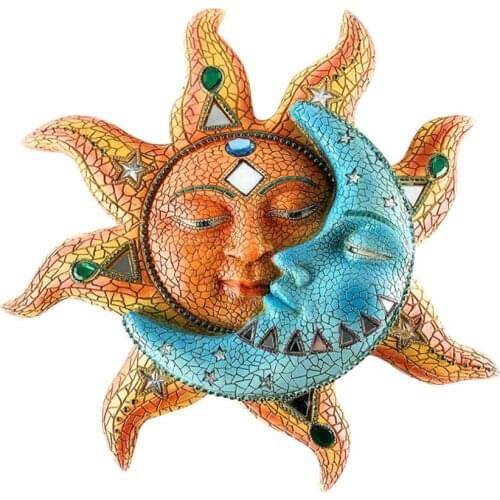 The Kiss of Sun and Moon Wall Art Crafts Sculpture Yard Garden Outdoor Fence Wall Hanging Decoration Crystal Embed Home Ornament