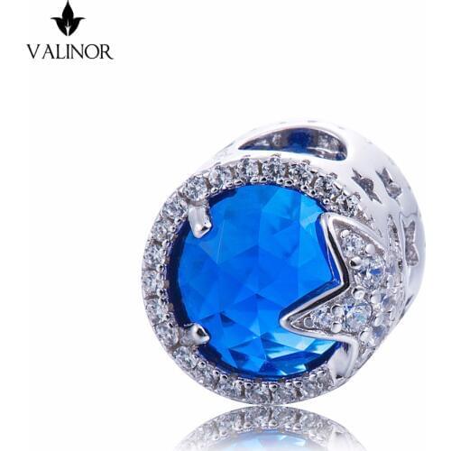 Blue Jewel Starry Sky 925 Sterling Silver Tropical Fish And Water plants tailBeads Charms Fit Bracelets DDBJ070