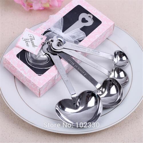 Wedding Favors And Gifts For Guest Wedding Souvenirs One Set Of Four Heart Shaped Measuring Spoons Gift 4pcs/set WA1144