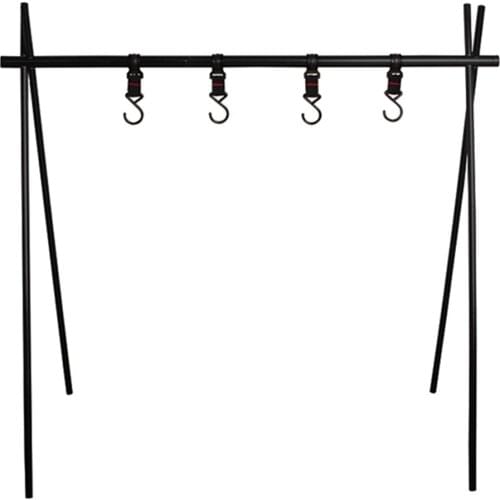Outdoor Camping Foldable Hanging Rack Triangular Clothes Rack Stand Vookware Rack with 4 Movable Hooks & Storage Pouch
