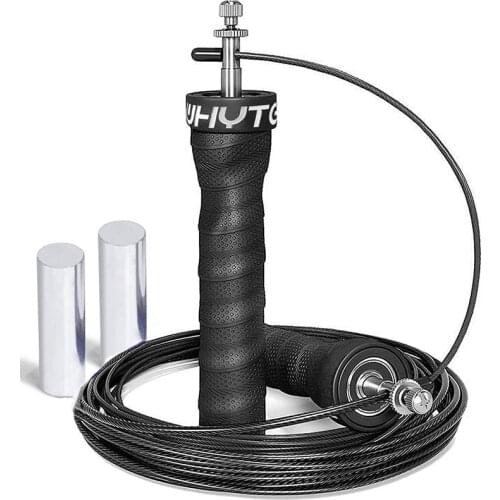 Fitness Speed Weighted Jump Rope Set Adjustable Skipping Ropes Pro Ball Bearings Anti-Slip Handles 2.5mm/3.4mm Black Rope