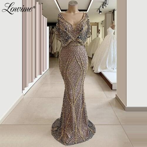 Saudi Arabia V Neck Dubai Evening Dress Turkish Islamic Short Sleeve Party Gown 2020 Formal Dress Aibye Prom Dresses Robe Soiree
