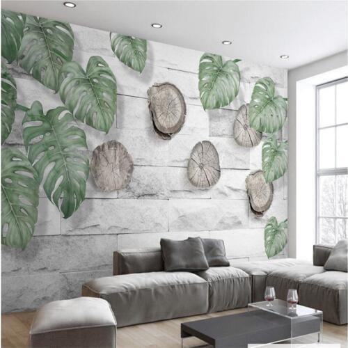 Wellyu Simple natural green leaf tree Year round brick wall 3d TV backdrop Custom large fresco silk silk wallpaper