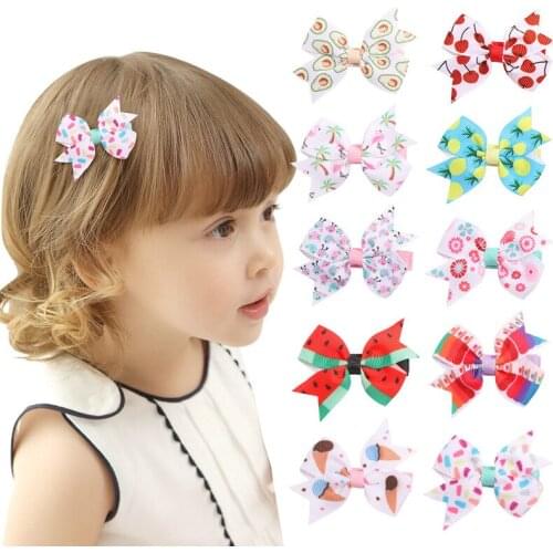 Boutique Quality Windmill Bows Girls Hair Clip 6pcs/Set Fruit Print Kids Cloth Hairpins Handmade Barrettes Hair Accessories