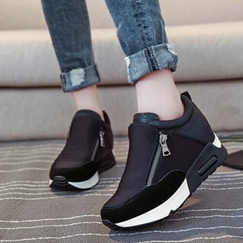 Sneakers 2021 Running Hiking Thick Bottom Platform Wedges Shoes Women sports Sneakers Spring Autumn Fashion Ladies black Shoes