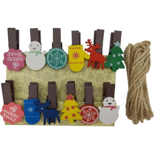 10pack/lot Cute Fruits eggs Christmas Mini Photo Wooden Clips For Students Paper Clip With Hemp Kawaii Wood 10pcs/set