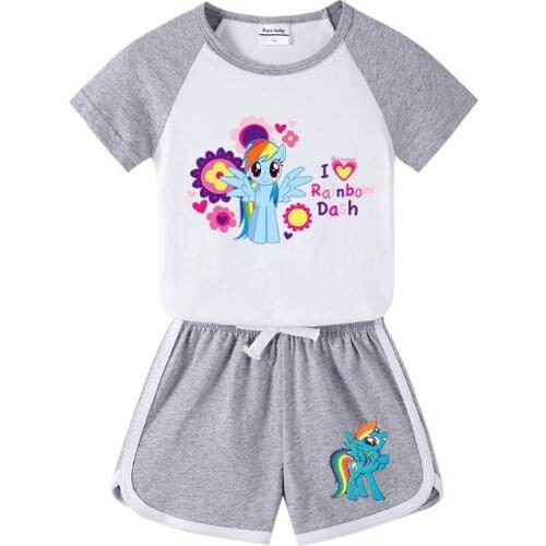 My Little Pony Baby Summer Fashion Clothing Children Boys Girls Shirt+Shorts 2Pcs/sets Kids Infant Sports Clothes Toddler Casual