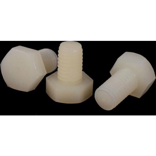 20Pcs DIN933 M3 M4 M5 PA66 ROHS Plastic Screw Nylon Insulated Hex Bolts Right Hand Threads