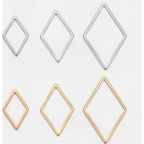 20pcs Stainless Steel Rhombus Charms for Bracelet Connector Necklace Pendants Handmade Earrings DIY Jewelry Making Accessories