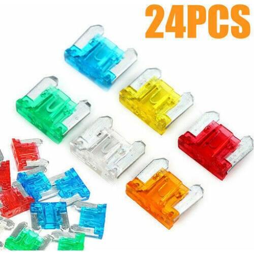 24pcs Micro Mini Blade Fuses Assorted Kit Set Car Auto Truck SUV Low Profile APS
