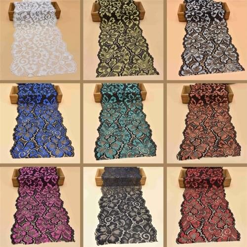 5 Yard high quality stretch elastic lace ribbon 18CM Wide White lace Trim trimmings for sewing embroidered african lace fabric