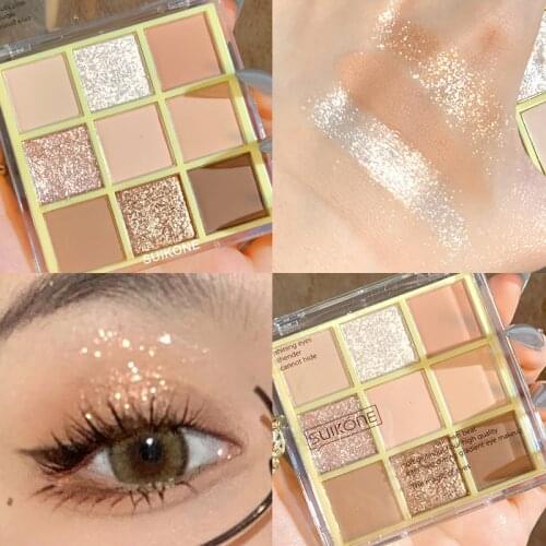 9 Colors Diamond Shimmer Matte Eyeshadow Pallete Glitter Eyeshadow Long Lasting Waterproof Eye Pigments Shine Eyeshadow Makeup