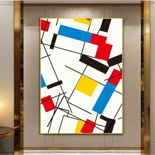 Abstract Painting Grid Picture By Piet Cornelies Mondrian Modern Canvas Prints Poster Wall Art Living Room Cuadros Home Decor