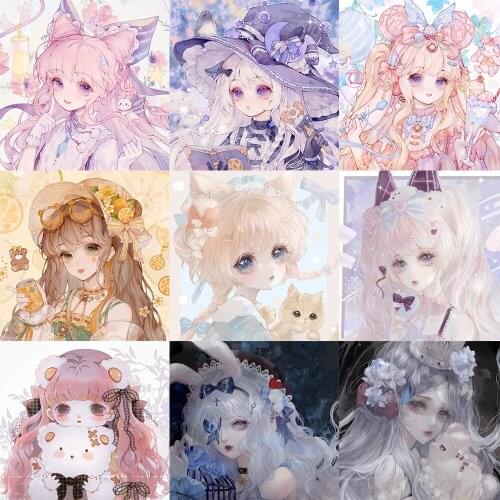 5d Diy Diamond Painting Cute Cartoon Girl Japanese And Korean Style Cross Stitch Mosaic Handmade Gift Decoration Painting