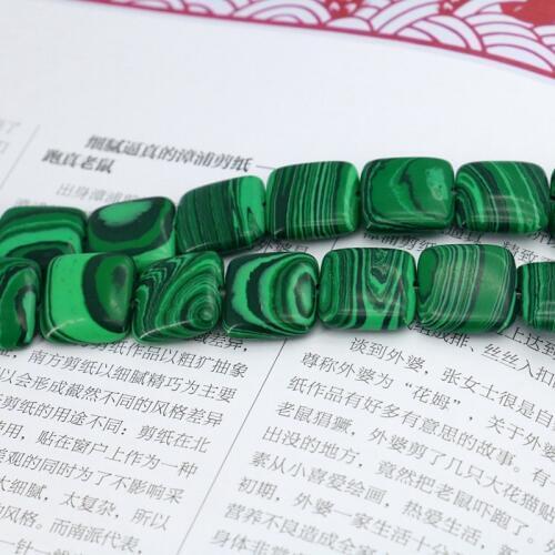 Square-shape Green malachite loose beads 15x15mm 15" 2pc/lot stripe stone women jewelry making design gifts