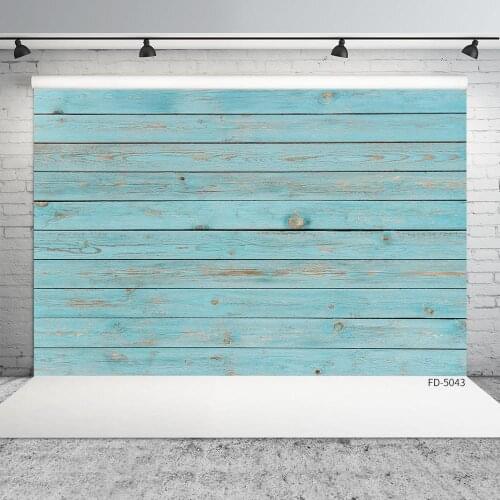 Photo Backdrop Cyan Wooden Plank Wall Vinyl Cloth Photography Background for Children Baby Portrait Pets Toy Photobooth Props