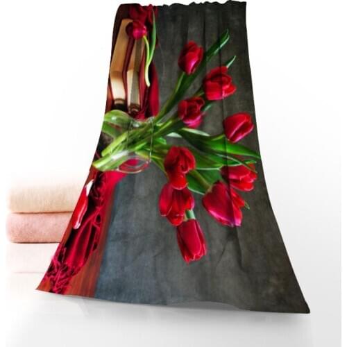 Hot Sale Custom Tulip 35x75cm Fitness Sports Towel Portable Quick-Drying Towel Yoga Outdoor Microfiber Sports Towel