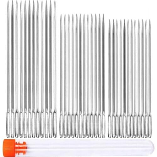 Imzay 36 PCS 3 Stainless Steel Large Eye Needles Cross Stitch Needles Embroidery Tool Household Sewing Tool
