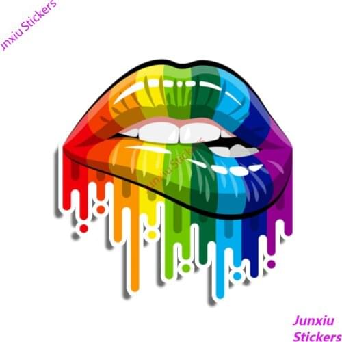 Interesting Car Sticker Rainbow Sensual Lips Sexy Abstract Paint Gay Pride Car Window Accessories Decal Laser Waterproof PVC