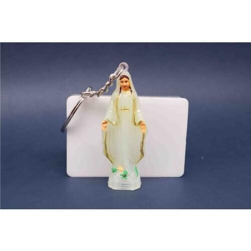 Catholic plastic blue Maria statue key chain. Plastic Paris Virgin Mary Keychain, Virgin Mary Statue. Key ring holder medal