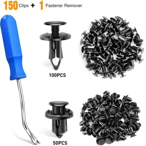 Push-Type Bumper Fasteners Rivet Clips-2 Sizes Universal Auto Clips for BumperReplacement-Fastener Removal Kit(150PCS Clip)
