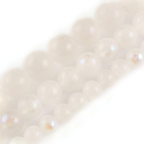 6mm -10mm Natural Stone White Moonstone Round Loose Spacer Beads for Jewelry Making Diy Bracelet Necklace Jewellery 15 Inches