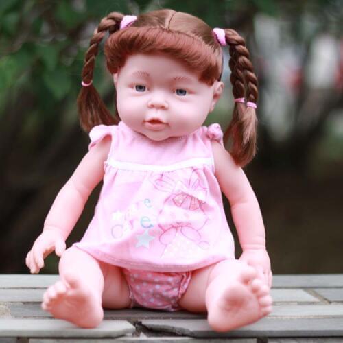 41CM Baby Kids Reborn Baby Doll Soft Vinyl Silicone Lifelike braid girl doll Newborn Baby Toy for Boys Girls Birthday Gift