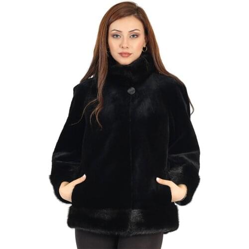 Womens jacket made of beaver fur, Mink accessories